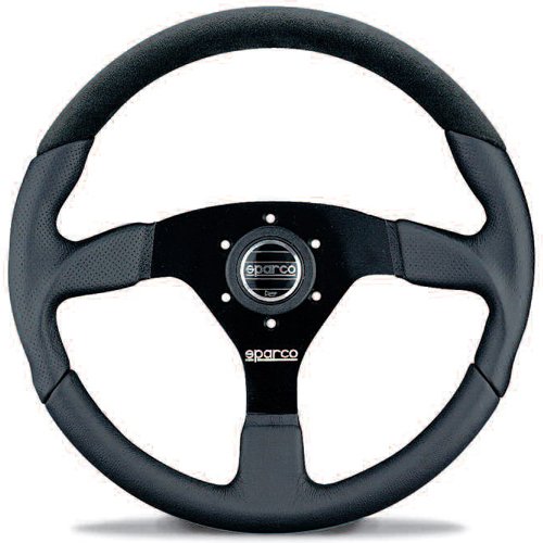 SPARCO L 505 LAP 5 Руль чёрный, кожаный, овальный хват, вылет 42 мм, 3 спицы, диаметр 350мм